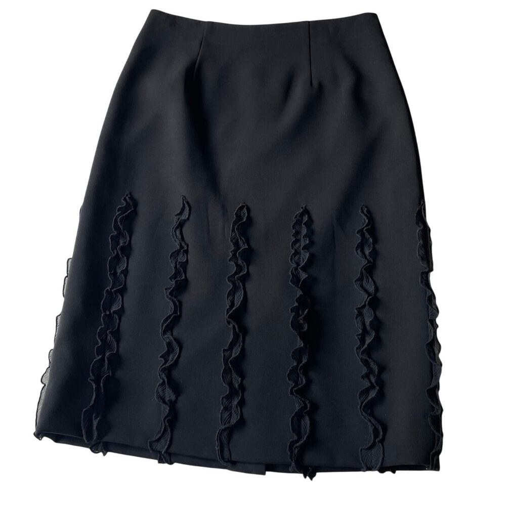 Etcetera Black Y2K Ruffled Skirt Lined Feminine Whimsigoth Sz 2 Dark Romantic
